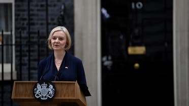British Prime Minister Liz Truss announces her resignation, outside Number 10 Downing Street, London, Britain, on October 20, 2022. (Reuters)