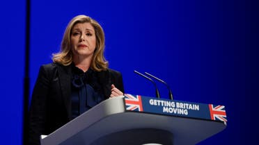 FILE PHOTO: British Leader of the House of Commons Penny Mordaunt speaks on stage during the annual Conservative Party conference in Birmingham, Britain, October 2, 2022. REUTERS/Toby Melville/File Photo
