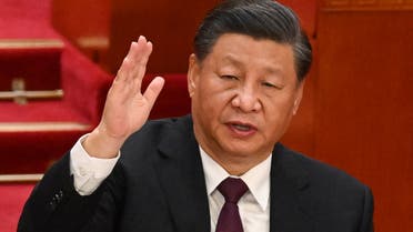 China's President Xi Jinping attends the closing ceremony of the 20th Chinese Communist Party's Congress at the Great Hall of the People in Beijing on October 22, 2022. (AFP)