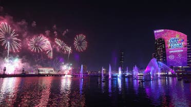 Fireworks light the sky above Dubai Festival City to celebrate Diwali, the Hindu Festival of Lights, in the Gulf emirate of Dubai, on October 23, 2022. (AFP)