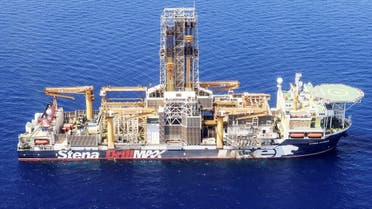London-based Energean’s drill ship begins drilling at the Karish natural gas field offshore Israel in the east Mediterranean May 9, 2022. (Reuters)
