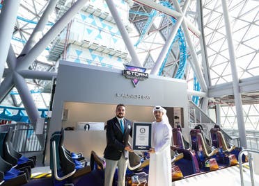 The Storm Coaster receives a Guinness World Record Certificate. (Supplied)