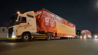 Screengrab shows fast food joint ALBAIK trucks on the way to Qatar to serve attendees of the FIFA World Cup. (Twitter)