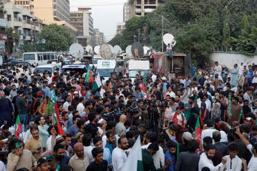 تظاهرة لأنصار خان في كاراتشي الأسبوع الماضي بعد قرار المحكمة