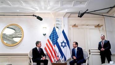 US Secretary of State Antony Blinken (L) meets Israeli President Isaac Herzog in Washington, DC, on October 25, 2022. Stefani Reynolds/Pool via REUTERS