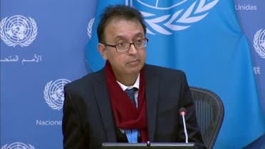Javaid Rehman, the UN special rapporteur on human rights in Iran during a press conference, United Nation, October 27, 2022. (UNTV/Reuters)