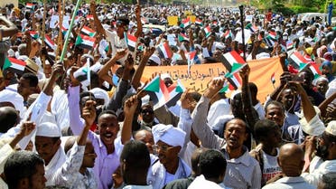 Sudanese demonstrators rally to protest the United Nations mediation, in front of the UN headquarters in the Manshiya district of the capital Khartoum, on October 29, 2022. Some 3000 Islamists protested in front of the UN mission headquarters in Khartoum, calling efforts to mediate between Sudan's civilian and army leaders foreign interference, according to an AFP correspondent. (Photo by Ebrahim HAMID / AFP)