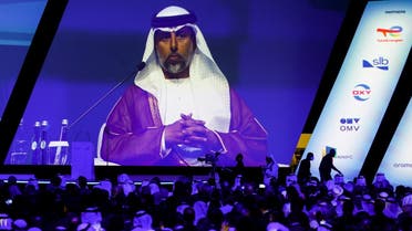 United Arab Emirates’ Oil Minister Suhail Mohamed al-Mazrouei speaks during the Abu Dhabi International Petroleum Exhibition and Conference (ADIPEC) in Abu Dhabi, UAE, on October 31, 2022. (Reuters)