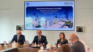 Jihad Azour, Director of the IMF’s Middle East and Central Asia Department addressing a press conference at the Dubai International Financial Centre (DIFC). (Supplied)