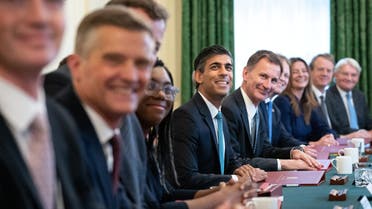 British Prime Minister Rishi Sunak, alongside Chancellor of the Exchequer Jeremy Hunt holds his first Cabinet meeting in Downing street, London, Britain October 26, 2022. (Reuters)
