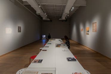 Reading Room in Navjot Altaf: Pattern at Ishara Art Foundation, 2022. Image courtesy Ishara Art Foundation. Photo by Ismail Noor/Seeing Things.