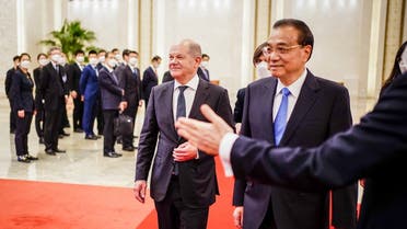 German Chancellor Olaf Scholz meets Chinese Premier Li Keqiang in Beijing, China, on November 4, 2022. (Reuters)