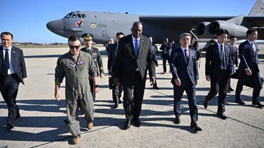 US Secretary of Defense Lloyd Austin and South Korea's Minister of National Defense Lee Jong-sup visit Andrews Air Force Base in Maryland on November 3, 2022. (Reuters)