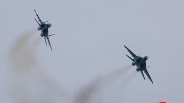 MiG-29 fighter jets of Unit 1017 of the Korean People's Army Air, Anti-Air Force fly during a flight traning at undisclosed location in this April 16, 2019 photo released on April 17, 2019 by North Korea's Central News Agency (KCNA). KCNA via REUTERS ATTENTION EDITORS - THIS IMAGE WAS PROVIDED BY A THIRD PARTY. REUTERS IS UNABLE TO INDEPENDENTLY VERIFY THIS IMAGE. NO THIRD PARTY SALES. SOUTH KOREA OUT. NO COMMERCIAL OR EDITORIAL SALES IN SOUTH KOREA.