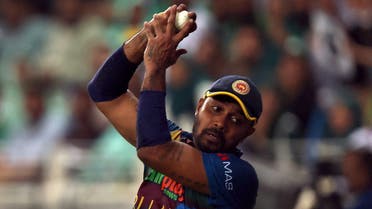 Sri Lanka's Danushka Gunathilaka takes a catch to dismiss Pakistan’s Mohammad Rizwan in the Asia Cup final in Dubai. (File photo)