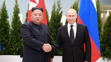 North Korean leader Kim Jong Un shakes hands with Russian President Vladimir Putin in Vladivostok, Russia in this undated photo released on April 25, 2019 by North Korea's Central News Agency (KCNA). (File photo: Reuters)