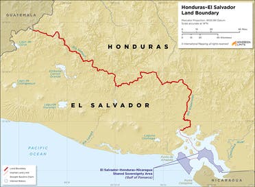 خريطة الحدود المشتركة بين الهندوراس والسلفادور