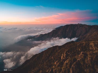 A sunset view from Jabal al-Soudah in Saudi Arabia. (Twitter)