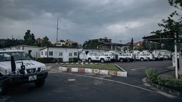 The United Nations Organization Stabilization Mission in the Democratic Republic of the Congo (MONUSCO) vehicles are seen in one of the UN bases in Goma, on November 9, 2022. (AFP)