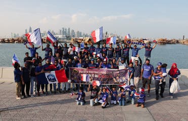 FIFA World Cup Qatar 2022 France Fan Activity - Doha, Qatar - November 11, 2022 France fans pose during the march towards the Flag Plaza (Reuters)
