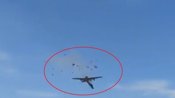 Look .. a terrible collision of two planes and their fire during an air show