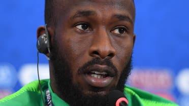 Saudi Arabia's forward Fahad Al-Muwallad attends a press conference at the Volgograd Arena in Volgograd on June 24, 2018, on the eve of the Russia 2018 World Cup Group A football match between Saudi Arabia and Egypt. (AFP)