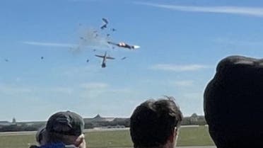 Two World-War-II-era airplanes colliding at an air show in Dallas, US. (Twitter)