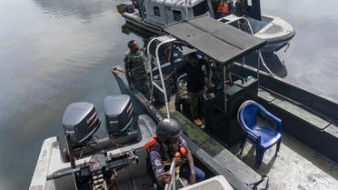 Members of the NNS Pathfinder of the Nigerian Navy patrol to look for illegal oil refineries on April 19, 2017 in the Niger Delta region near the city of Port Harcourt, Nigeria. (AFP)