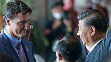 Canada’s Prime Minister Justin Trudeau speaks with China’s President Xi Jinping at the G20 Leaders’ Summit in Bali, Indonesia, on November 15, 2022. (Reuters)