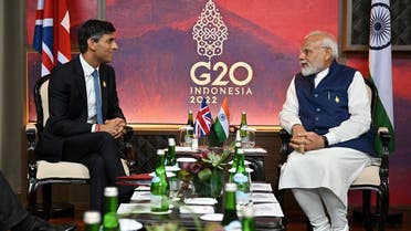 British Prime Minister Rishi Sunak and India's Prime Minister Narendra Modi hold a bilateral meeting on November 16, 2022 in Nusa Dua, Indonesia. (Reuters)