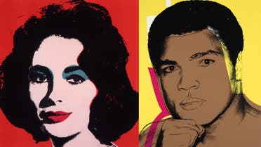 Andy Warhol artworks 'Liz, 1964' (left) and 'Muhammad ali, 1978' (right), from The Andy Warhol Foundation for Visual Arts, Inc. (Supplied)