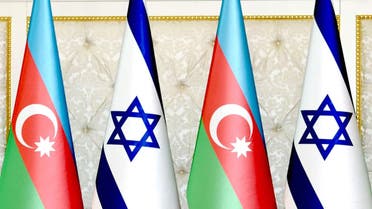 Azerbaijani and Israeli flags. (Twitter)