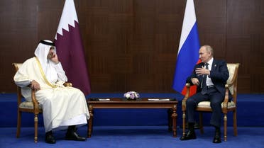 Russia's President Vladimir Putin and Qatar's Emir, Sheikh Tamim bin Hamad al-Thani meet on the sidelines of the 6th summit of the Conference on Interaction and Confidence-building Measures in Asia (CICA), in Astana, Kazakhstan October 13, 2022. (File photo: Reuters)