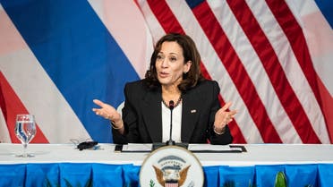 US Vice President Kamala Harris takes part in a forum with civil society members on climate and clean energy at the US Chief of Mission’s Residence in Bangkok on November 20, 2022. (Photo by Haiyun Jiang / POOL / AFP)