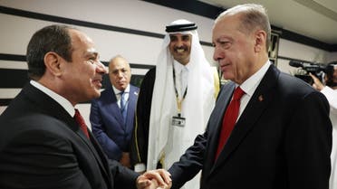 مصافحة السيسي وأردوغان في قطر (فرانس برس)