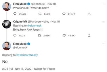 Skärmdump av Musks tweet