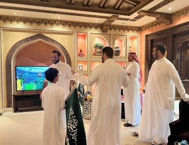 Saudi Crown Prince Mohammed bin Salman watches the World Cup match between Argentina and Saudi Arabia with family members. (Instagram)