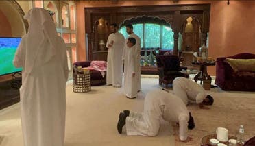 Saudi Crown Prince Mohammed bin Salman is seen kneeling in prayer during the World Cup match between Argentina and Saudi Arabia. (Instagram)