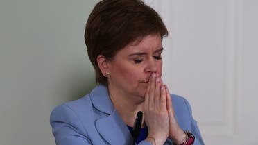 Scotland’s First Minister Nicola Sturgeon speaks at a news conference on a proposed second referendum on Scottish independence, at Bute House in Edinburgh, Scotland, June 14, 2022. REUTERS/Russell Cheyne/Pool