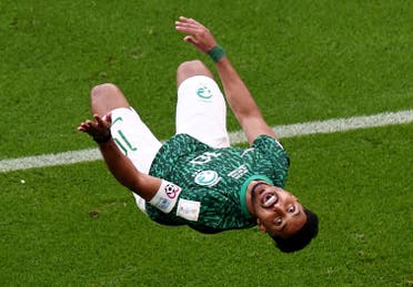 Saudi Arabia's Salem Al-Dawsari celebrates scoring their second goal. (Reuters)