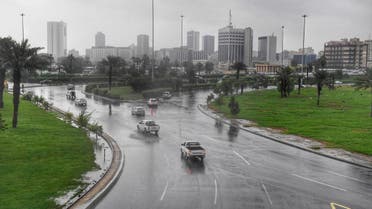 Streets in Jeddah are seen flooded after heavy rainfall on Thursday November 24, 2022. (SPA)