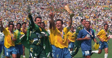A picture of the Brazilian national team players crowned with the title