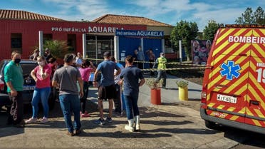 A file photo of a previous attack at the Aquarela Daycare School, after a 18-year-old man armed with a knife burst and killed three children and two staff, at the southern city of Saudades, Santa Catarina state, Brazil, on May 4, 2021. (Impresa do Povo/AFP)