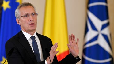 NATO Secretary-General Jens Stoltenberg speaks during joint statements with Romanian President Klaus Iohannis in Bucharest, Romania, Monday, Nov. 28, 2022, a day before the start of the meeting of NATO Foreign Ministers. NATO returns to the scene of one of its most controversial decisions and where it intends to repeat its vow that Ukraine, now suffering through the tenth month of a war against Russia, will be able to join the world's biggest military alliance one day. (AP Photo/Alexandru Dobre)