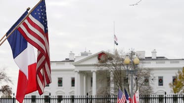 A French flag flies alongside the U.S. flag in front of the White House in preparation for this week’s state visit by French President Emmanuel Macron, in Washington, U.S., November 29, 2022. (Reuters)