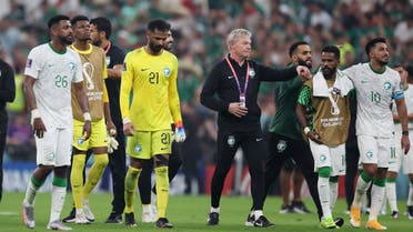  Saudi Arabia team react after the match, November 30, 2022, Lusail Stadium, Lusail, Qatar. (Reuters)