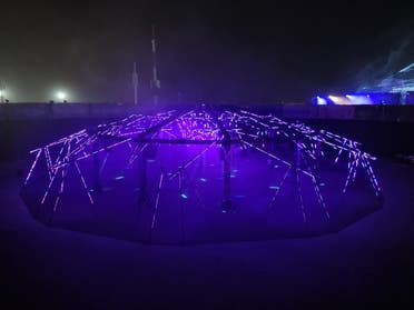 Photo from a raised platform shows a view of the audio-visual experience Polygon at the MDL Beast Soundstorm event in Riyadh. (Ayush Narayanan, Al Arabiya English)