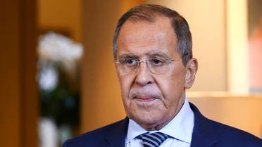In this handout photo released by Russian Foreign Ministry Press Service, Russian Foreign Minister Sergey Lavrov speaks to Russian journalists after his meetings on sidelines of the G20 summit in Nusa Dua, Indonesia, Tuesday, Nov. 15, 2022. (Russian Foreign Ministry Press Service via AP)