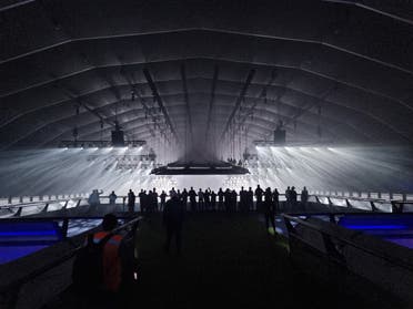 Photo from a raised platform shows a view of the Dance tent at the MDL Beast Soundstorm event in Riyadh. (Ayush Narayanan, Al Arabiya English)