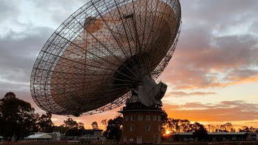 The radio telescope at the Parkes Observatory is pictured at sunset near the town of Parkes, Australia. (File photo: Reuters)